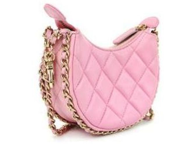 Chanel Mini bolsa transversal meia-lua em couro rosa - vista 2
