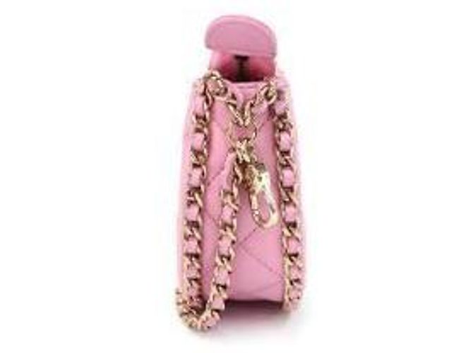 Chanel Mini bolsa transversal meia-lua em couro rosa - vista 3