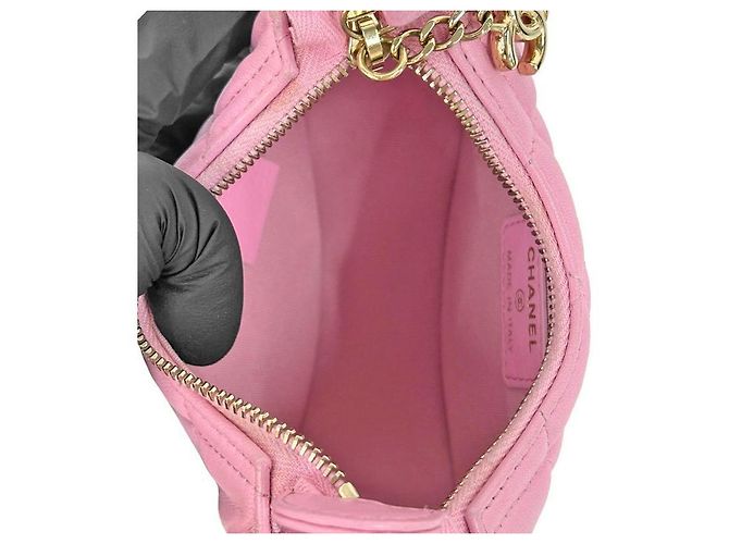 Chanel Mini bolsa transversal meia-lua em couro rosa - vista 7