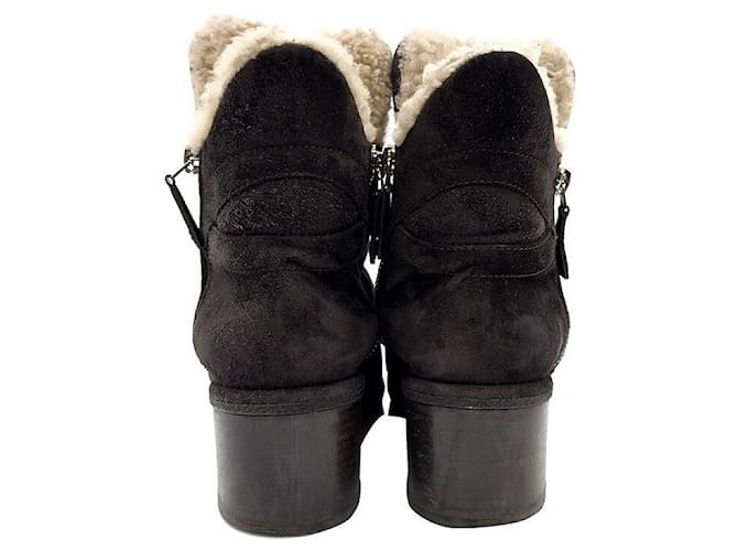 Chanel Botines de shearling acolchado Castaño - vista 4