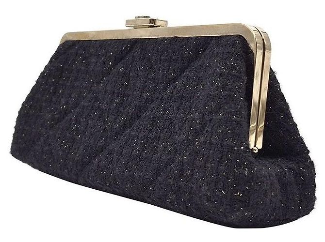 Chanel Clutch da sera in tweed Nero - vista 2