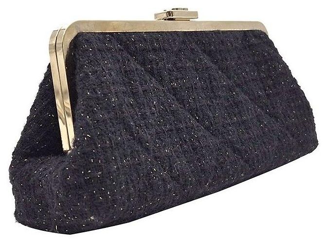 Chanel Clutch da sera in tweed Nero - vista 3