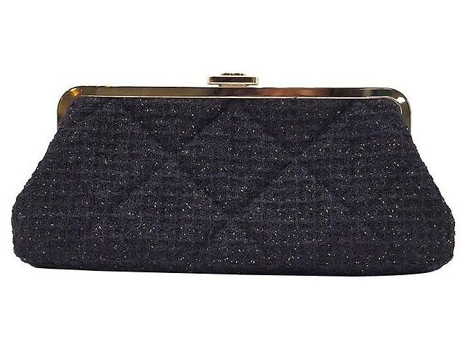Chanel Clutch da sera in tweed Nero - vista 4