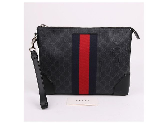 Gucci Clutch con tracolla in tela GG nera Nero - vista 11