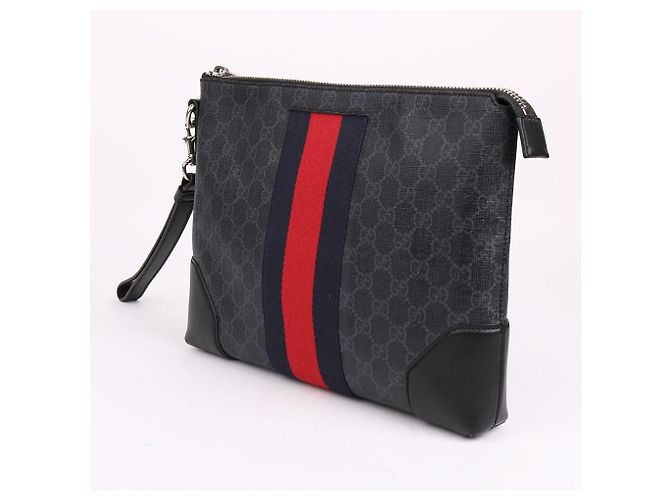 Gucci Clutch con tracolla in tela GG nera Nero - vista 2