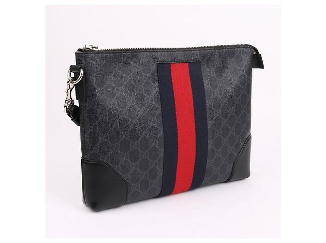 Gucci Clutch con tracolla in tela GG nera Nero - vista 3
