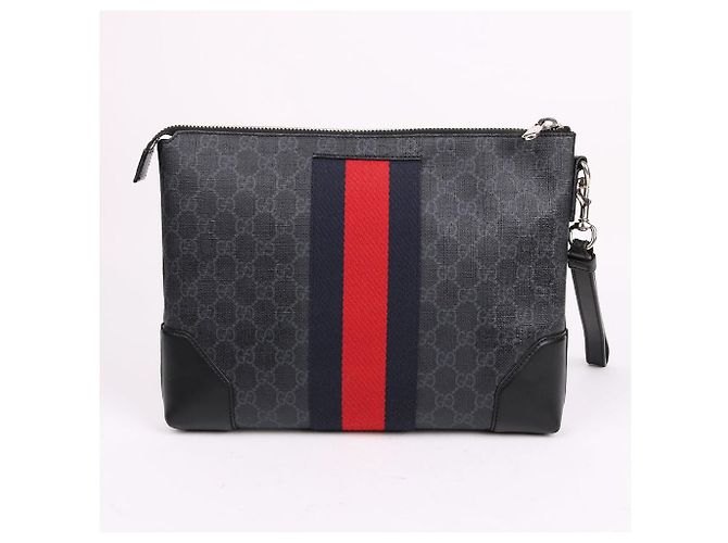 Gucci Clutch con tracolla in tela GG nera Nero - vista 4