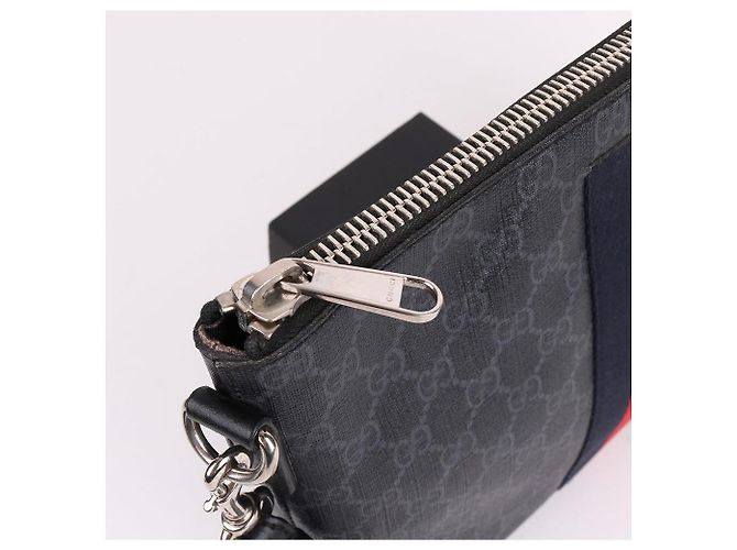 Gucci Clutch con tracolla in tela GG nera Nero - vista 5
