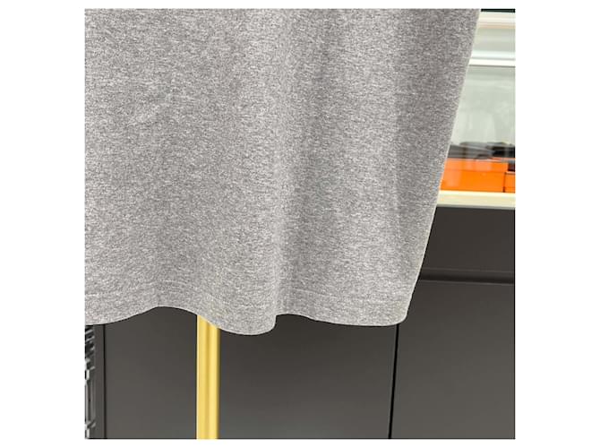 Hermès Cheval Leder Logo Crewneck T-Shirt Grau Braun - Ansicht 7