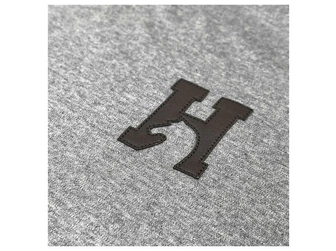 Hermès Cheval Leder Logo Crewneck T-Shirt Grau Braun - Ansicht 8