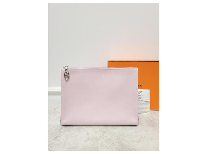 Hermès Clutch Deep Evercolor Mauve Pale Silver-tone con timbro Bianco - vista 8