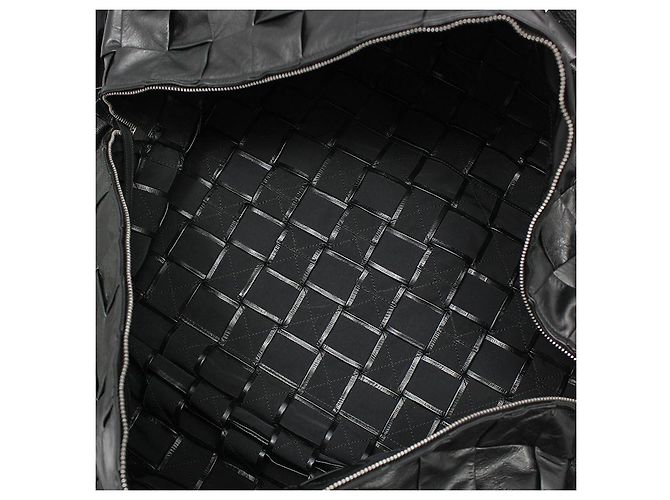 Cassette Bottega Veneta Borsa da viaggio a tracolla in intreccio Intrecciato nero - vista 11
