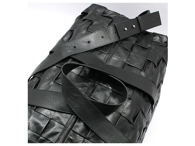 Cassette Bottega Veneta Borsa da viaggio a tracolla in intreccio Intrecciato nero - vista 6