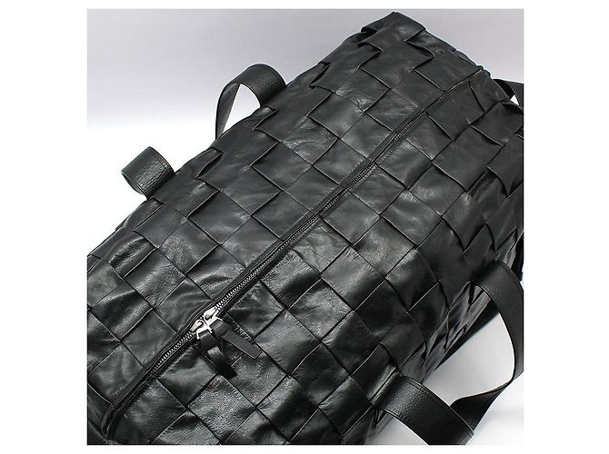 Cassette Bottega Veneta Borsa da viaggio a tracolla in intreccio Intrecciato nero - vista 7