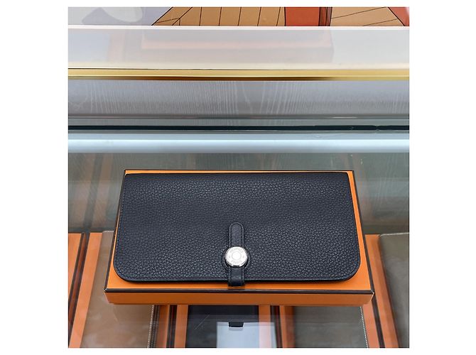 Hermès Dogon Recto Long Wallet Black Silver - view 3