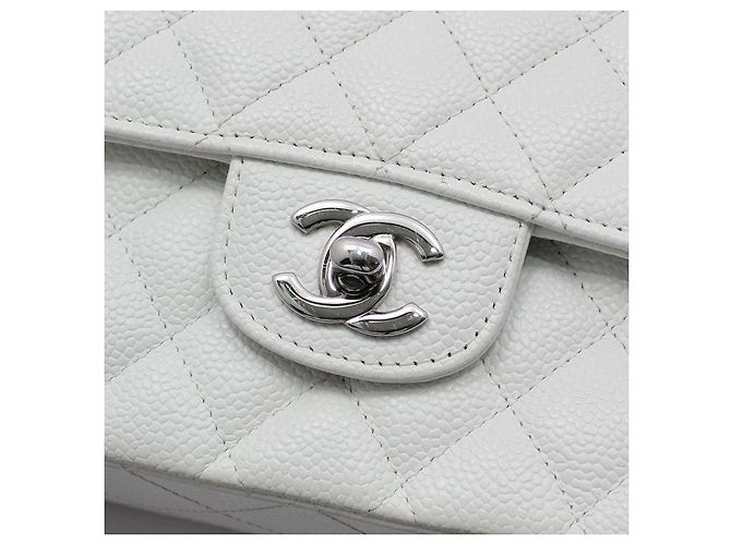 Chanel Borsa a tracolla classica White Caviar Silver Medium Bianco - vista 11