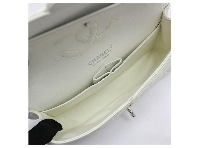 Chanel Borsa a tracolla classica White Caviar Silver Medium Bianco - vista 12