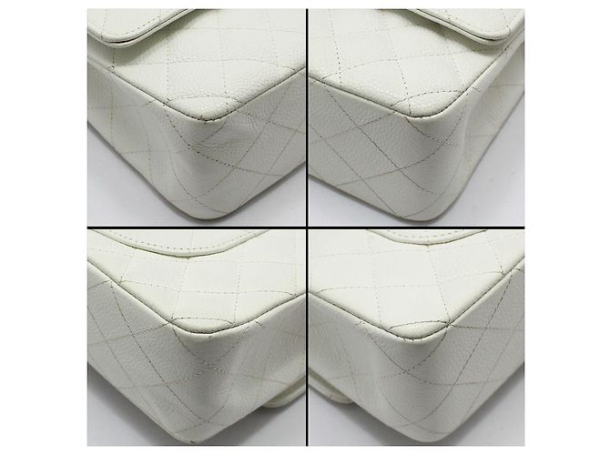 Chanel Borsa a tracolla classica White Caviar Silver Medium Bianco - vista 13