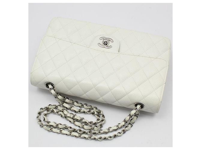 Chanel Borsa a tracolla classica White Caviar Silver Medium Bianco - vista 3