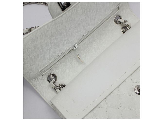 Chanel Borsa a tracolla classica White Caviar Silver Medium Bianco - vista 6