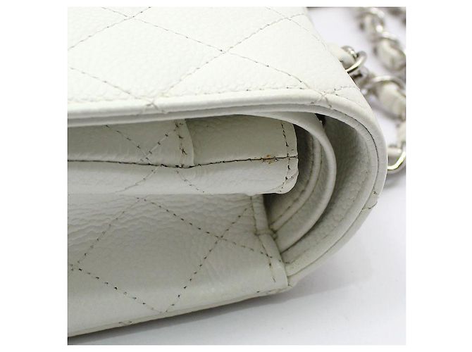Chanel Borsa a tracolla classica White Caviar Silver Medium Bianco - vista 8