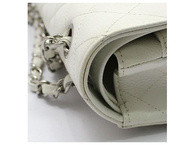 Chanel Borsa a tracolla classica White Caviar Silver Medium Bianco - vista 9
