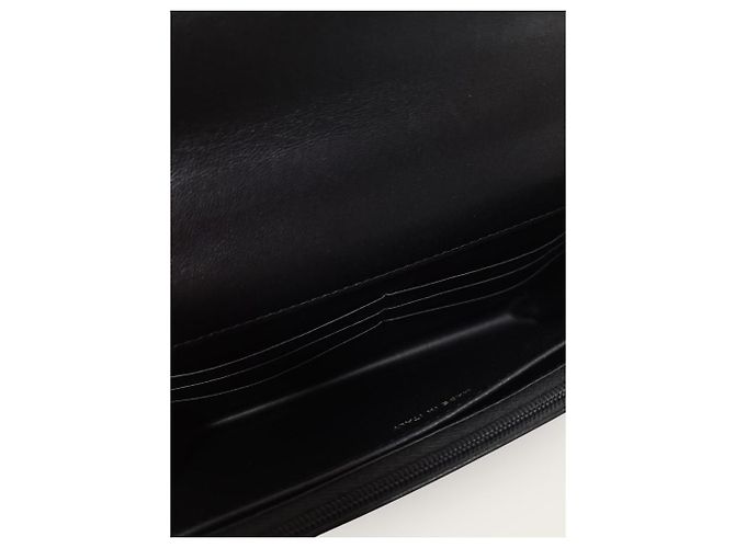 Chanel Mini bolsa transversal de pele de cordeiro com alça de mão e corrente de pérolas preto - vista 4
