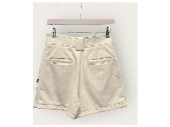 Louis Vuitton Pantalones cortos safari de pana beige dorado Castaño - vista 4