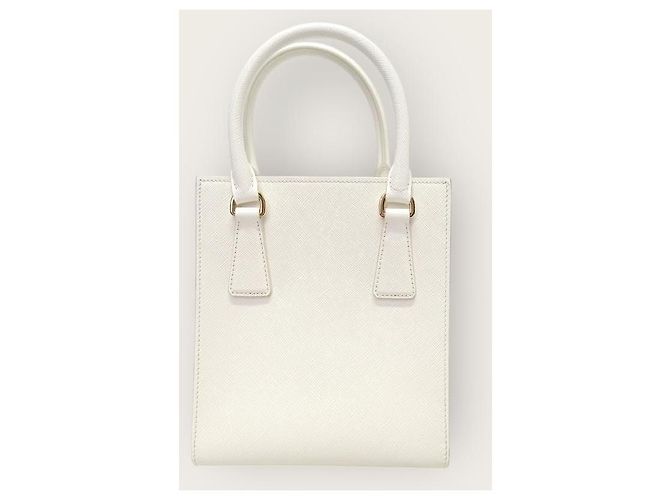 Prada White Gold-Plated Saffiano Galleria Mini Top Handle Tote Bag - view 5