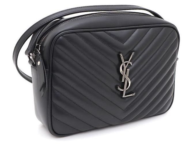 Saint Laurent Borsa Lou Camera e Crossbody Monogram Argento Trapuntato Nero - vista 2