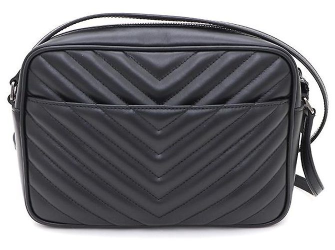 Saint Laurent Borsa Lou Camera e Crossbody Monogram Argento Trapuntato Nero - vista 3