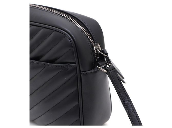 Saint Laurent Borsa Lou Camera e Crossbody Monogram Argento Trapuntato Nero - vista 4