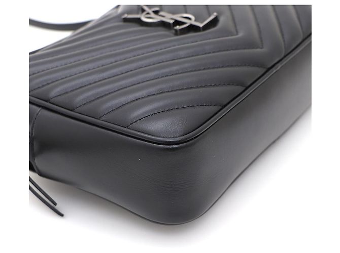 Saint Laurent Borsa Lou Camera e Crossbody Monogram Argento Trapuntato Nero - vista 5