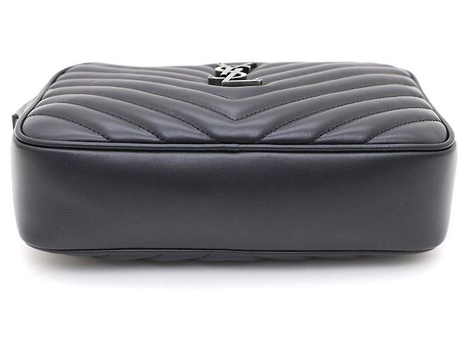 Saint Laurent Borsa Lou Camera e Crossbody Monogram Argento Trapuntato Nero - vista 6