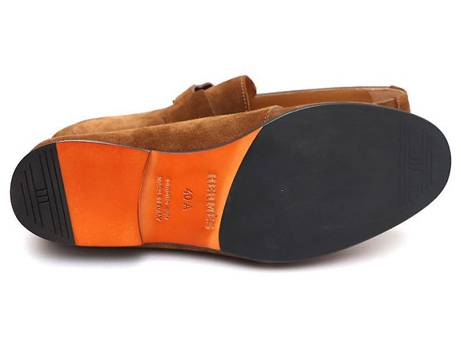 Hermès Mocassino in scamosciato da uomo JOB Logo Marrone - vista 13