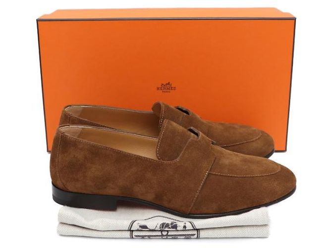 Hermès Mocassino in scamosciato da uomo JOB Logo Marrone - vista 16