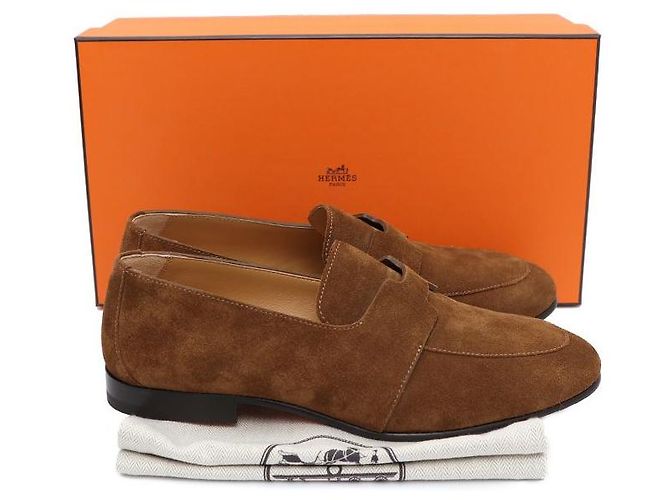 Hermès Mocassino in scamosciato da uomo JOB Logo Marrone - vista 8