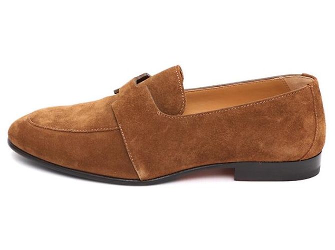 Hermès Mocassino in scamosciato da uomo JOB Logo Marrone - vista 9