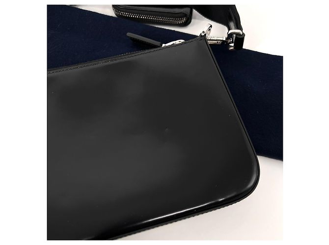 Prada Borsa a tracolla con logo triangolare spazzolato nero - vista 5