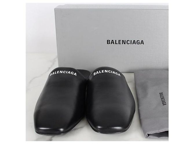 Balenciaga Leder-Mules mit Logo Schwarz - Ansicht 2
