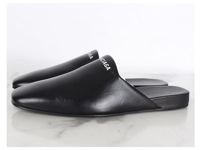 Balenciaga Leder-Mules mit Logo Schwarz - Ansicht 3