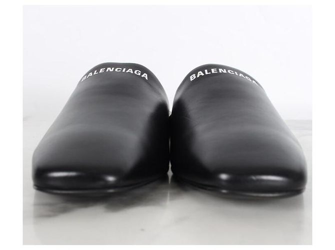 Balenciaga Leder-Mules mit Logo Schwarz - Ansicht 4