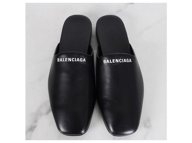 Balenciaga Leder-Mules mit Logo Schwarz - Ansicht 6