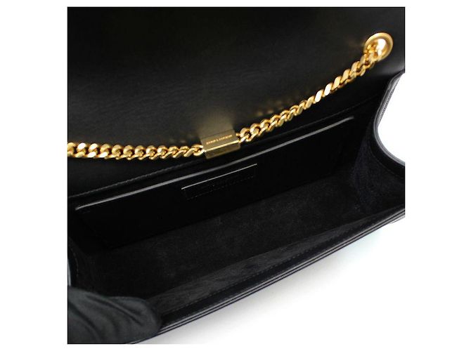 Saint Laurent Bolso de hombro Kate Medium Chain con borla y monograma dorado Negro - vista 11