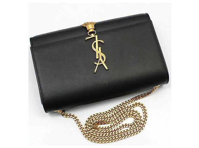 Saint Laurent Bolso de hombro Kate Medium Chain con borla y monograma dorado Negro - vista 3