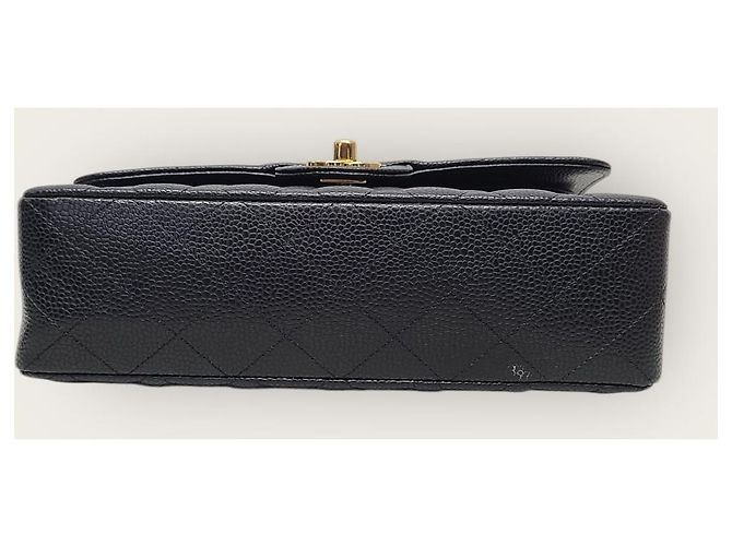 Chanel Borsa a Spalla Classic Flap in Caviar Gold Small Nero - vista 7