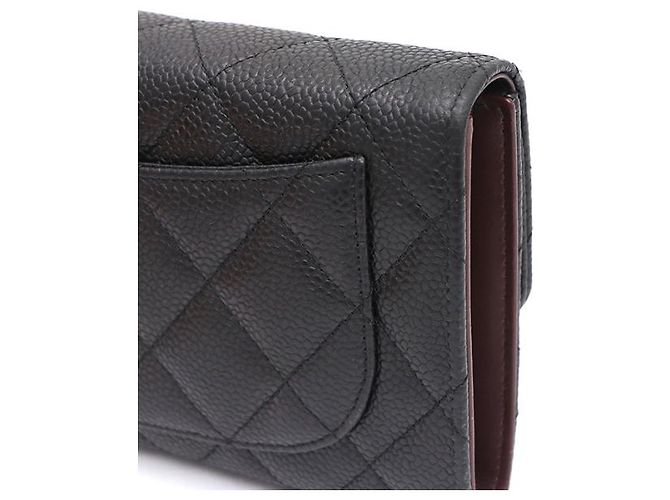 Chanel Portafoglio lungo da donna Black Caviar Gold CC Classic Flap Nero - vista 12