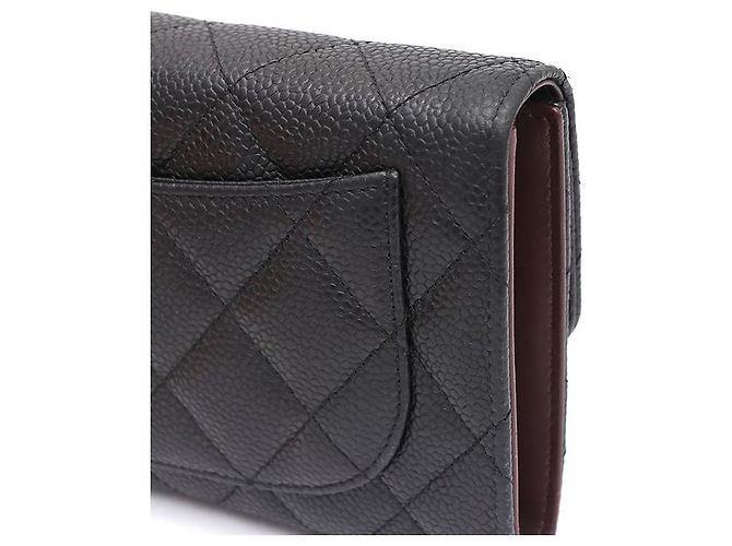 Chanel Portafoglio lungo da donna Black Caviar Gold CC Classic Flap Nero - vista 4