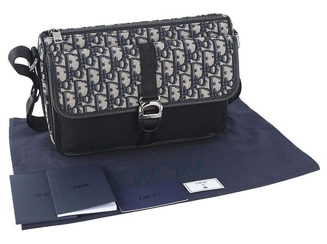 Dior Borsa Messenger a Tracolla in Jacquard Oblique Nero - vista 8