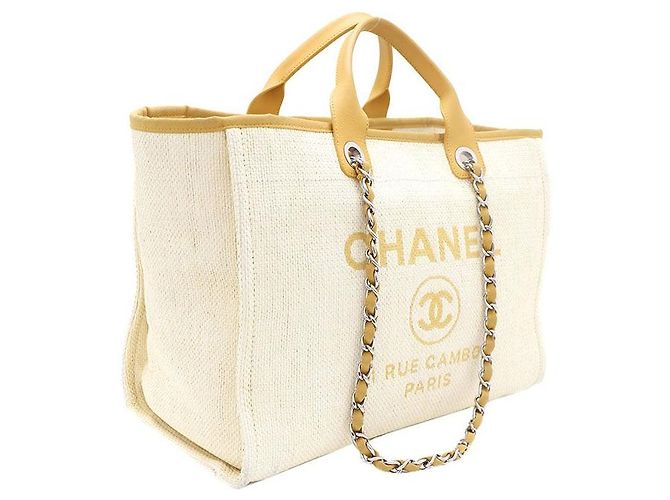 Chanel Bolso Tote Deauville Large y Bolso de Hombro Amarillo - vista 2